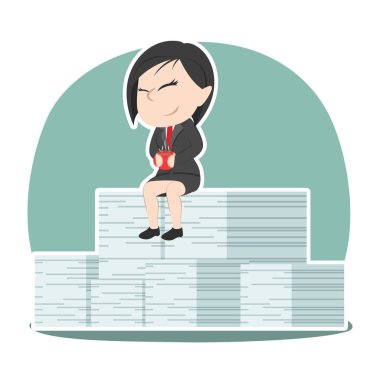 Asya işkadını onun tamamlanan görev yığın üzerinde rahatlatıcı