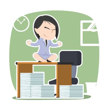 Asya işkadını onun çalışma masası üzerinde meditasyon