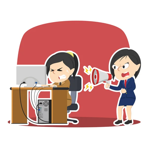 Mujer Negocios Gritando Empleado Estresado — Archivo Imágenes Vectoriales