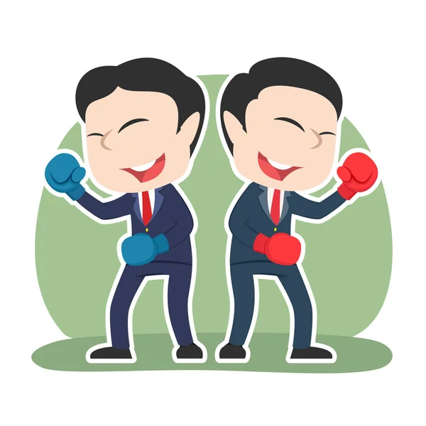 Chinese Businessman Fighting Together — Stock Vector