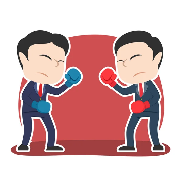 Hombre Negocios Chino Duelo Boxeo — Vector de stock