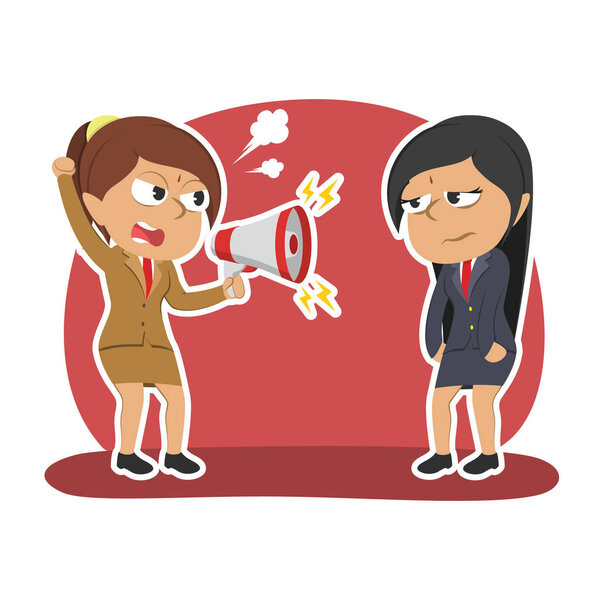 Индийская деловая женщина кричит работнице:
