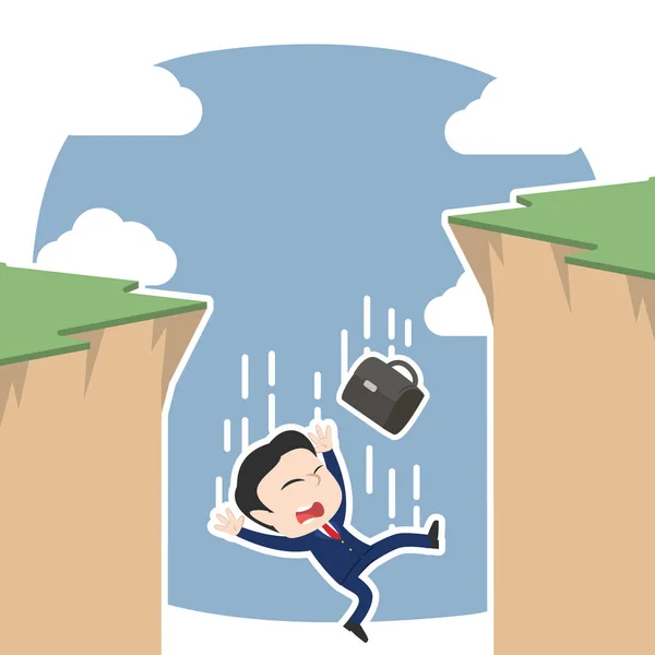 Asian Businessman Fall Cliff — Stock Vector