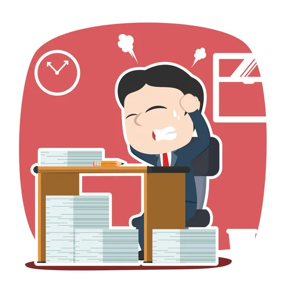 Asian Businessman Stressed Out While Work — Stock Vector