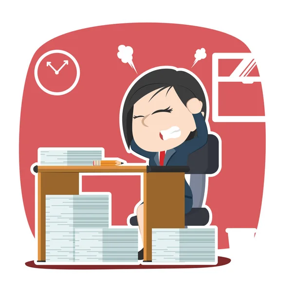 Asian Businesswoman Stressed Out While Work — Stock Vector