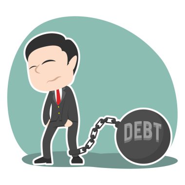 Asya işadamı borç demir top ile bağlı