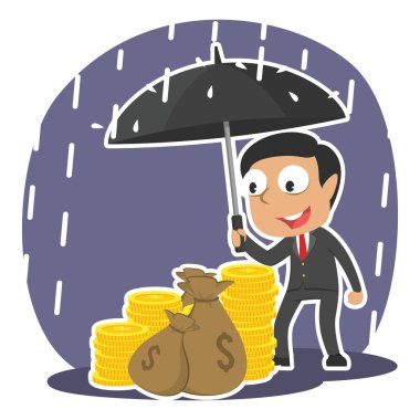 Hintli işadamı parasını şemsiye ile koruma