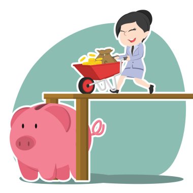 el arabası para kumbara iterek Asya iş kadını