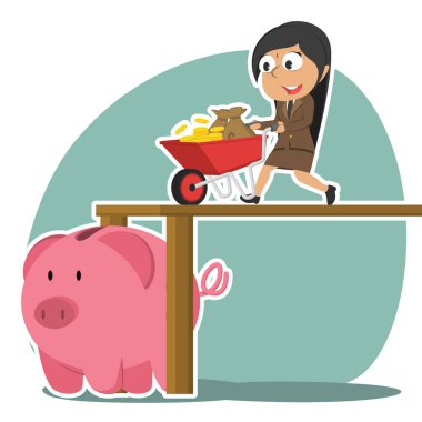 el arabası para kumbara iterek Hint iş kadını