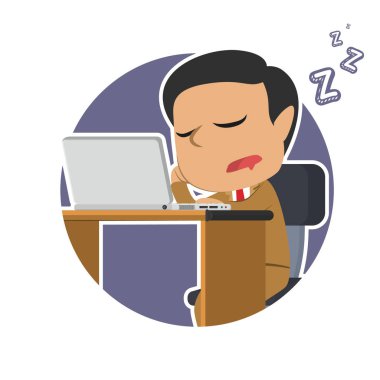 Daire içinde uyuyan dizüstü bilgisayar ile Hintli işadamı