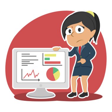 üzgün Hint işkadını büyük monitör ile birlikte kötü grafik sunmak