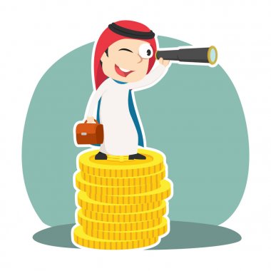 Süper Arap işadamı Binoküler sikkeler üzerine kullanarak