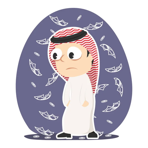 Müder Arabischer Geschäftsmann Kümmert Sich Nicht Geld — Stockvektor