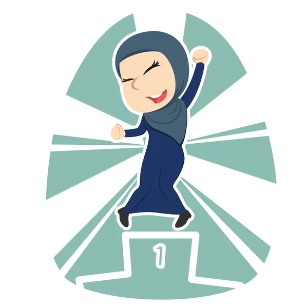 Arabian Businesswoman Champion Illustration Design — Stock Vector