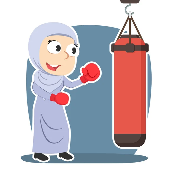 Arabische Geschäftsfrau Mit Boxsack — Stockvektor