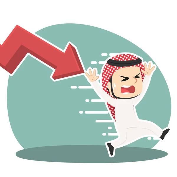 Arabo Uomo Affari Essere Inseguito Giù Grafico — Vettoriale Stock