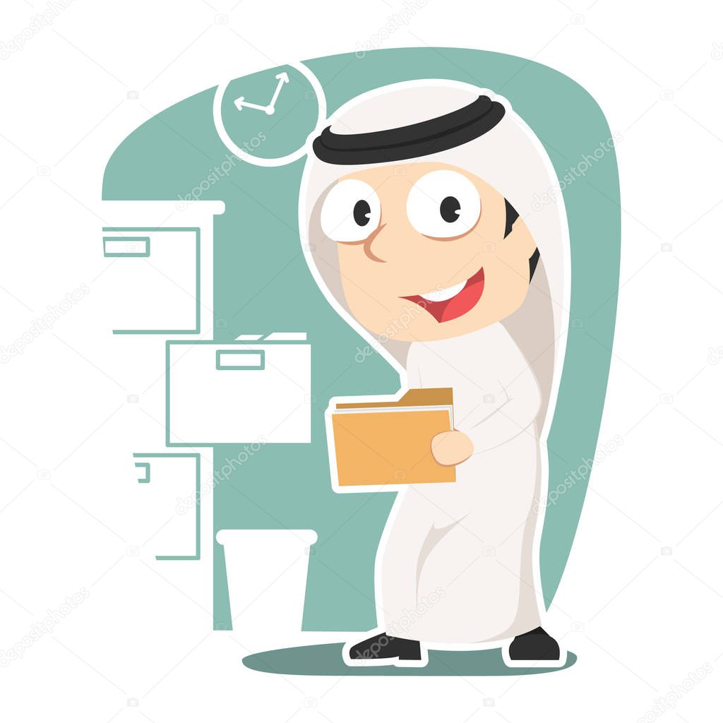 arabian businessman holding file document