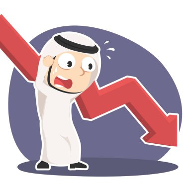 grafik aşağı ile panik içinde Arap iş adamı