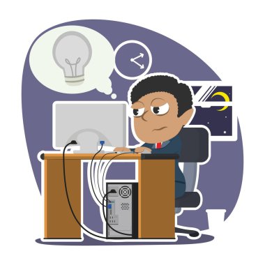 yorgun Afrika işkadını loş ampul belirtme çizgisi ile çalışma