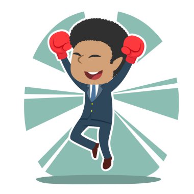 başarılı Afrika işadamı boks eldiven giymek