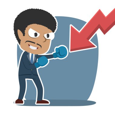 Afrika işadamı down grafiği boks