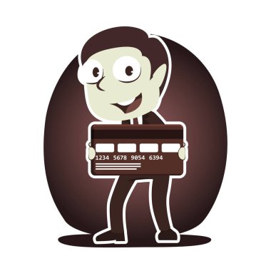 retro tarzı işadamı büyük kredi kartı ile