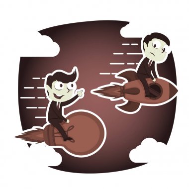 retro tarzı işadamı roket fikir süper işadamı karşı