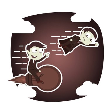 retro tarzı iş adamı fikri ve roket ile yarış