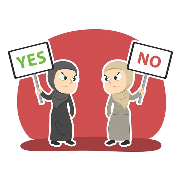 Evet ve hayır işareti kullanarak savunarak Arap iş kadını