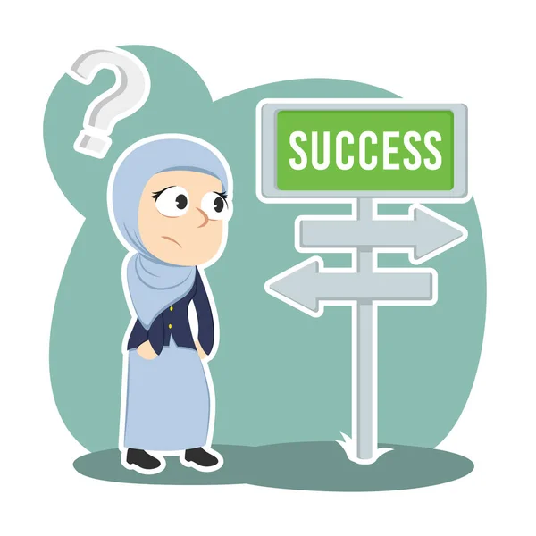 Arabische Geschäftsfrau Verwechselt Mit Erfolgsweg — Stockvektor