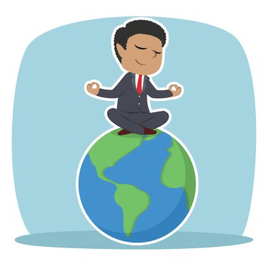 Afrika işadamı dünya üzerinde meditasyon