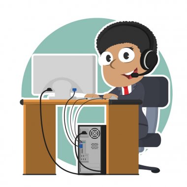 Afrikalı kadın operatör çalışma