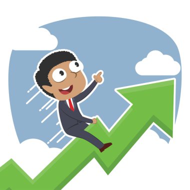 Afrika işadamı binme grafik bulutlar ile