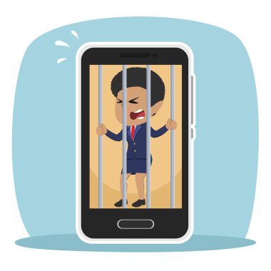 Afrika işkadını Smartphone içinde sıkışmış