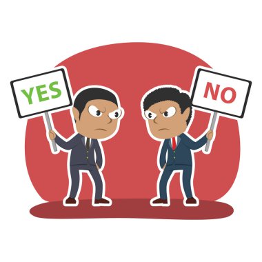 Denetim listesi ve çapraz işareti kullanarak Afrika işadamı tartışma