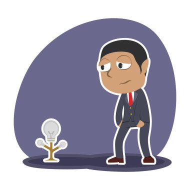 loş ampul ağaç ile Afrika iş adamı