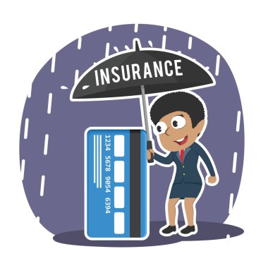 kredi kartını korumak için sigorta şemsiye kullanarak Afrika iş kadını