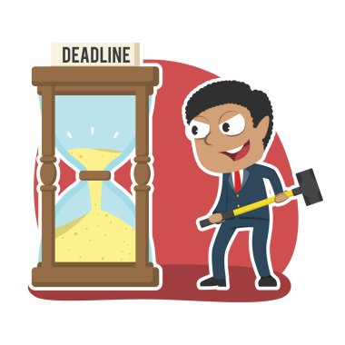 Afrika işadamı istediğiniz son tarihi çekiç ile kum saati kırmak için