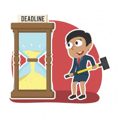 Afrika işkadını istediğiniz son tarihi çekiç ile kum saati kırmak için