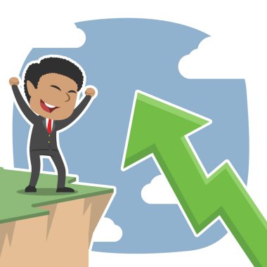 Afrika işadamı heyecanlı bkz: yukarı ok uçurumun kenarından