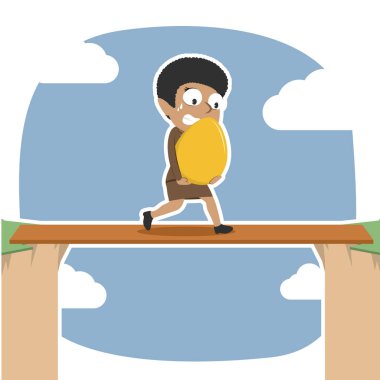 Afrika işkadını altın yumurta arasında uçurumlar tahta üzerinde taşıma