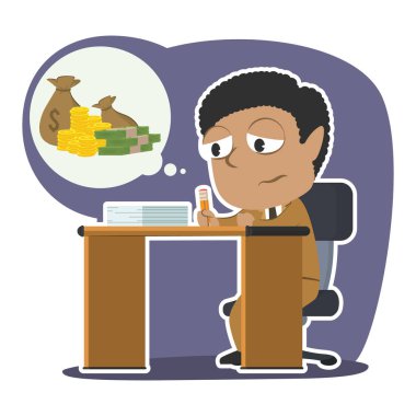 üzgün Afrika işadamı paralar hayal