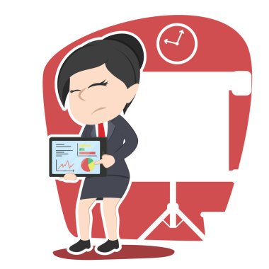 kötü sonuç sunu tablet ile Asya iş kadını