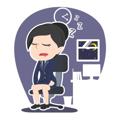 Asya işkadını düşmek uykuda illüstrasyon tasarımı