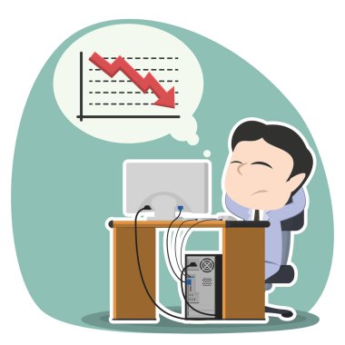 Asya iş adamı düşünme endişeli hakkında grafik