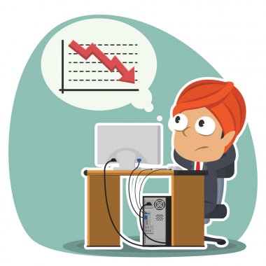 Hintli işadamı düşünme endişeli hakkında grafik