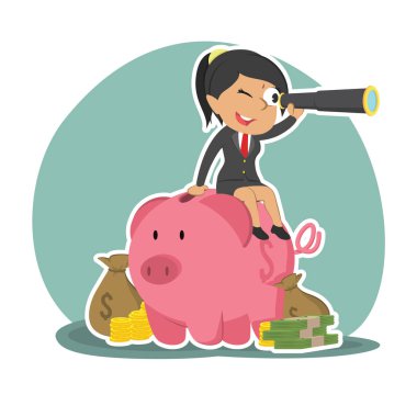 Hint işkadını Binoküler kumbara üzerinde kullanıyor