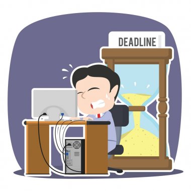 Asya işadamı panik son kum saati ile çalışma