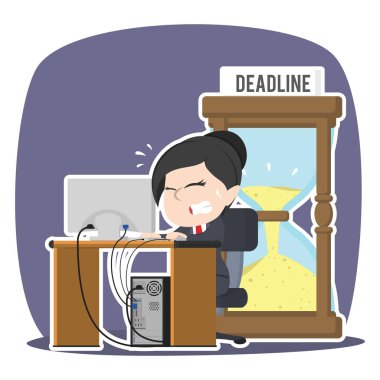 Asya işkadını panik son kum saati ile çalışma