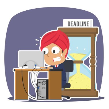 Hintli işadamı panik son kum saati ile çalışma